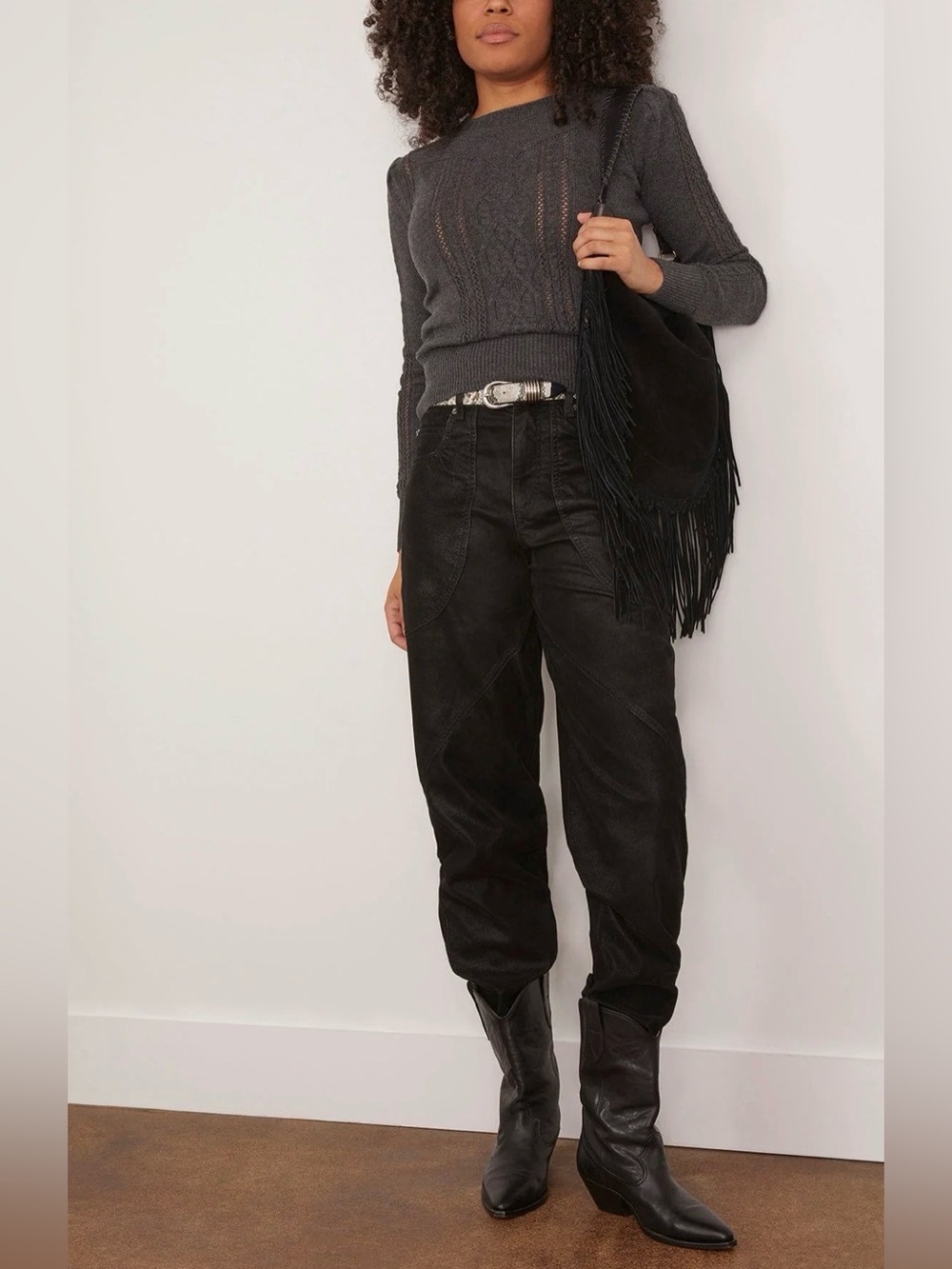 NWT Isabel Marant Etoile Kelvina Pants Black Faux Leather Trousers 38 US 6 med - Picture 2 of 13